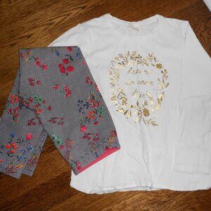 Zara Girls Long Sleeve Shirt and Leggings Set